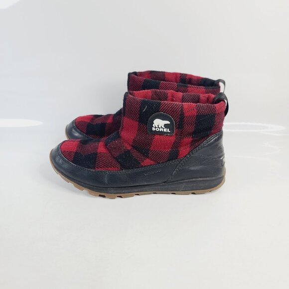 Sorel Whitney Women Sorel Women\'s Black Red Whitney Camp Classic Plaid Ankle Winter Boots Size 8